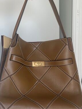 Tory Burch Brown Quilted Leather Shoulder Bag